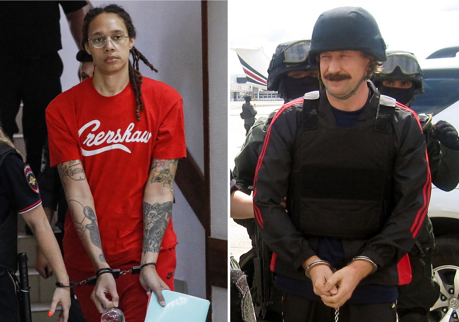 Koszykarka Brittner Griner i handlarz bronią Wiktor But / fot. YURI KOCHETKOV/STRINGER /PAP/EPA