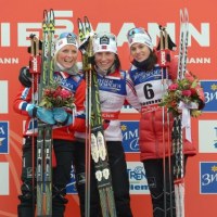 Zwyciężczynie: 1. Marit Bjoergen 2. Therese Johaug 3. Heidi Weng 