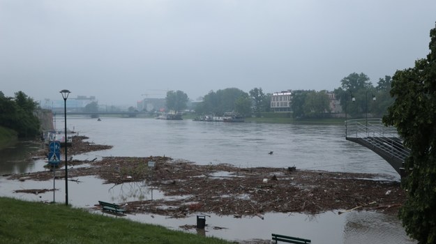 Kraków: Wezbrana Wisła i zalane Bulwary /Józef Polewka /RMF FM