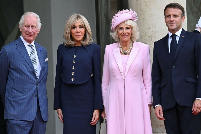 Król Karol III z wizytą we Francji. Camilla i Brigitte Macron zachwyciły stylizacjami /Rex Features/EAST NEWS /East News