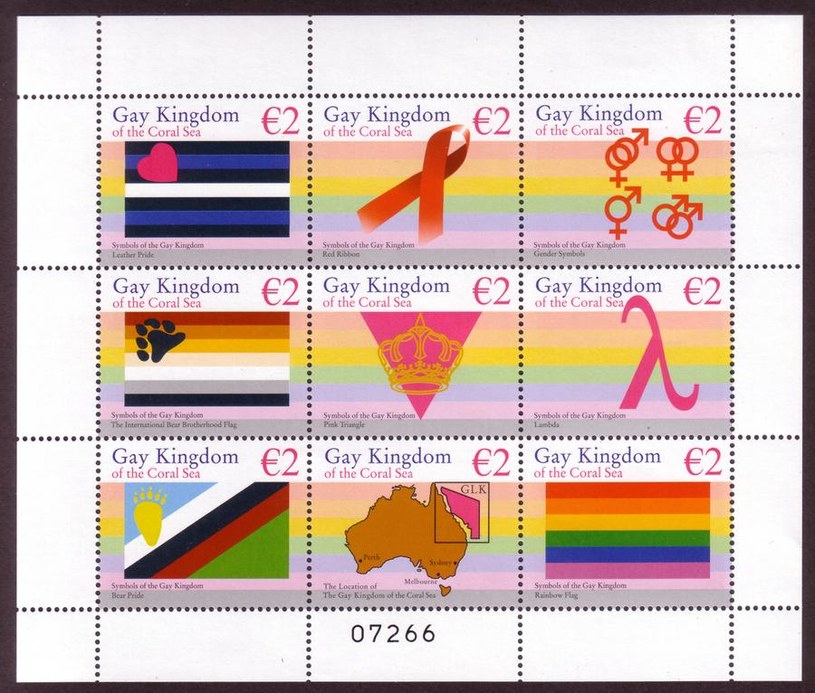 Królestwo Gejów i Lesbijek Wysp Morza Koralowego wydało nawet swoje znaczki pocztowe /Wikimedia Commons /domena publiczna