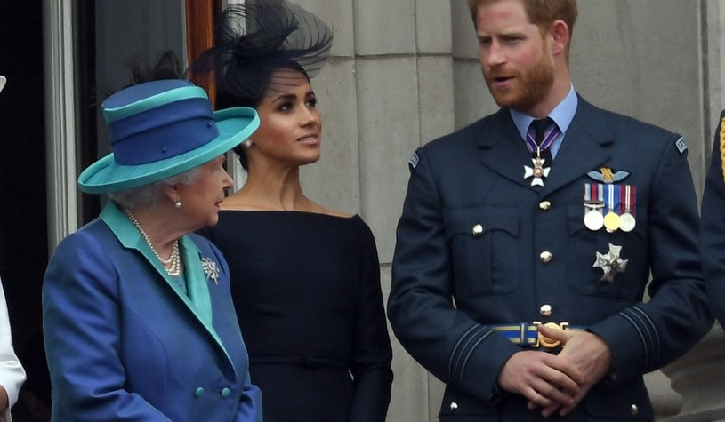 Królowa Elżbieta II, książę Harry, Meghan Markle /Getty Images
