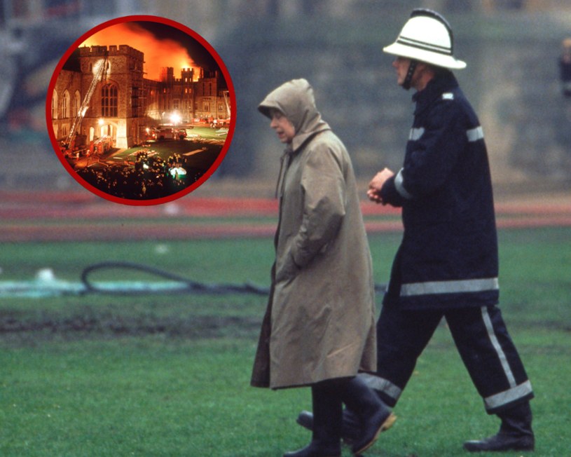 Królowa Elżbieta II po pożarze zamku Windsorów w 1992 /Tim Graham /Getty Images