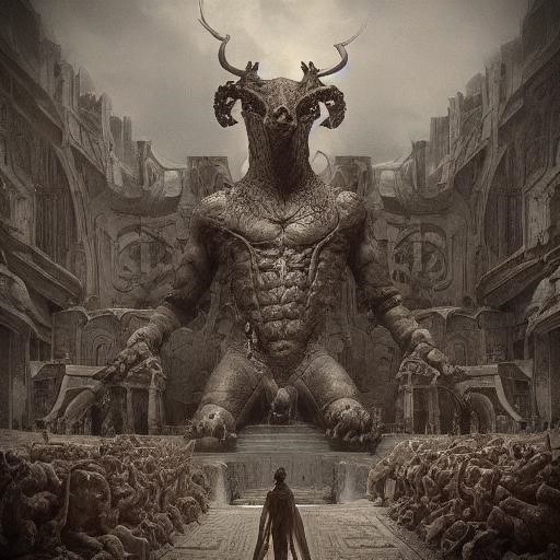 "Kronos składa hołd Molochowi" (obraz wygenerowany przez AI wg projektu Bogdana Zalewskiego) /Bogdan Zalewski /RMF24