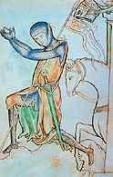 Krucjata, rycerz krzyżowy składajacy przysiegę na wierność, ok.1250 /Encyklopedia Internautica