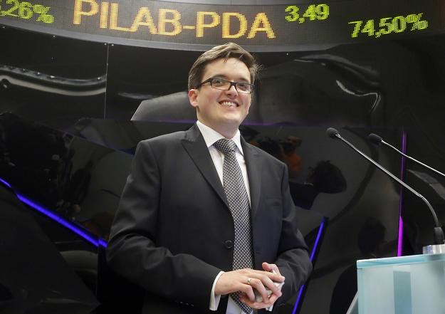 Krystian Piećko, prezes piLAB SA, w czasie debiutu na NewConnect /PAP