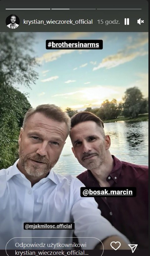 Krystian Wieczorek i Marcin Bosak na planie "M jak miłość" /Instagram /materiały prasowe