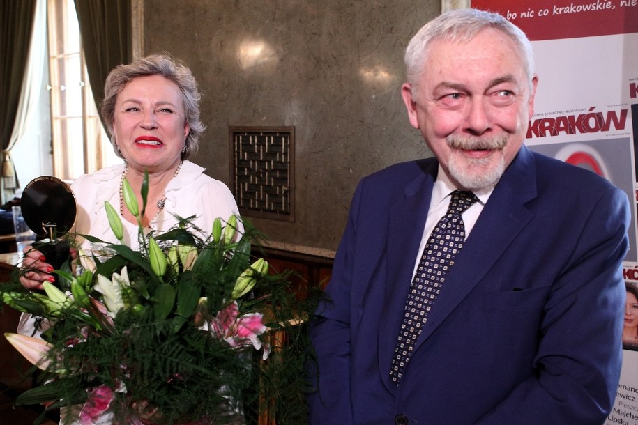 Krystyna Janda i prezydent Krakowa Jacek Majchrowski //Łukasz Gągulski /PAP