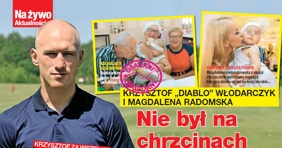 Krzysztof "Diablo" Włodarczyk nie pojawił się na chrzcinach córki /Na żywo