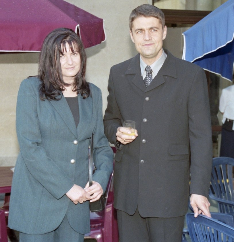 Krzysztof Hołowczyc z żoną Danutą, 1999 r. /Zenon Zyburtowicz /East News