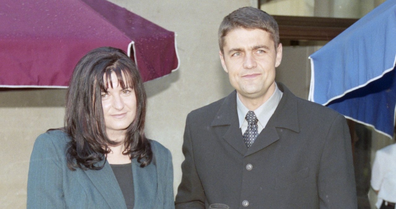 Krzysztof Hołowczyc z żoną Danutą, 1999 r. /Zenon Zyburtowicz /East News