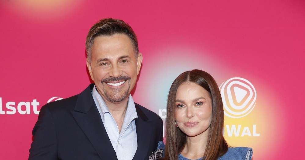 Krzysztof Ibisz i Paulina Sykut-Jeżyna na konferencji Polsat Hit Festiwalu /Paweł Wrzecion /AKPA