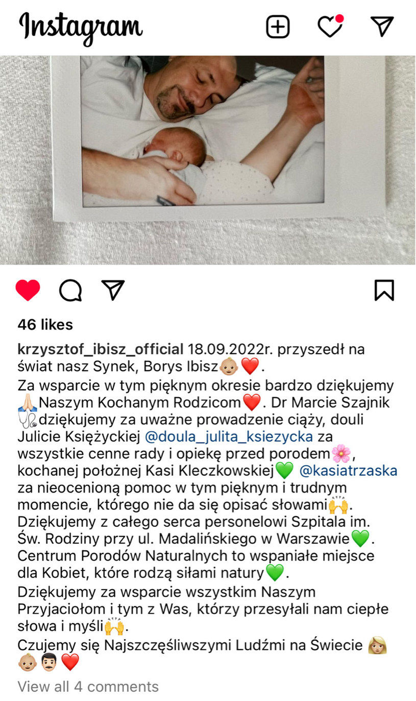 Krzysztof Ibisz z synem Borysem /Instagram