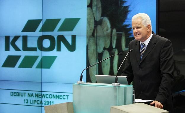 Krzysztof Łopuszyński, prezes Klon SA, w trakcie debiutu na NewConnect /PAP