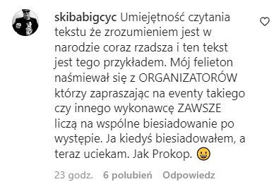 Krzysztof Skiba się tłumaczy /@skibabigcyc /Instagram