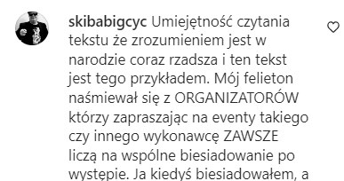 Krzysztof Skiba się tłumaczy /@skibabigcyc /Instagram