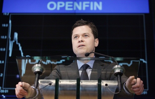 Krzysztof Spyra, prezes zarządu Open Finance podczas debiutu na WGPW /PAP