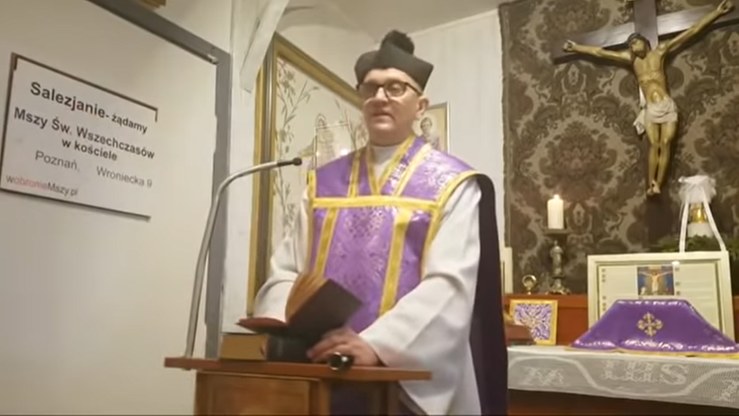 Ks. Michał Woźnicki, były salezjanin, jest skonfliktowany z pozostałymi zakonnikami /YouTube.com/W obronie Mszy Św. P-ń Wroniecka 9. Msza Trydencka /YouTube