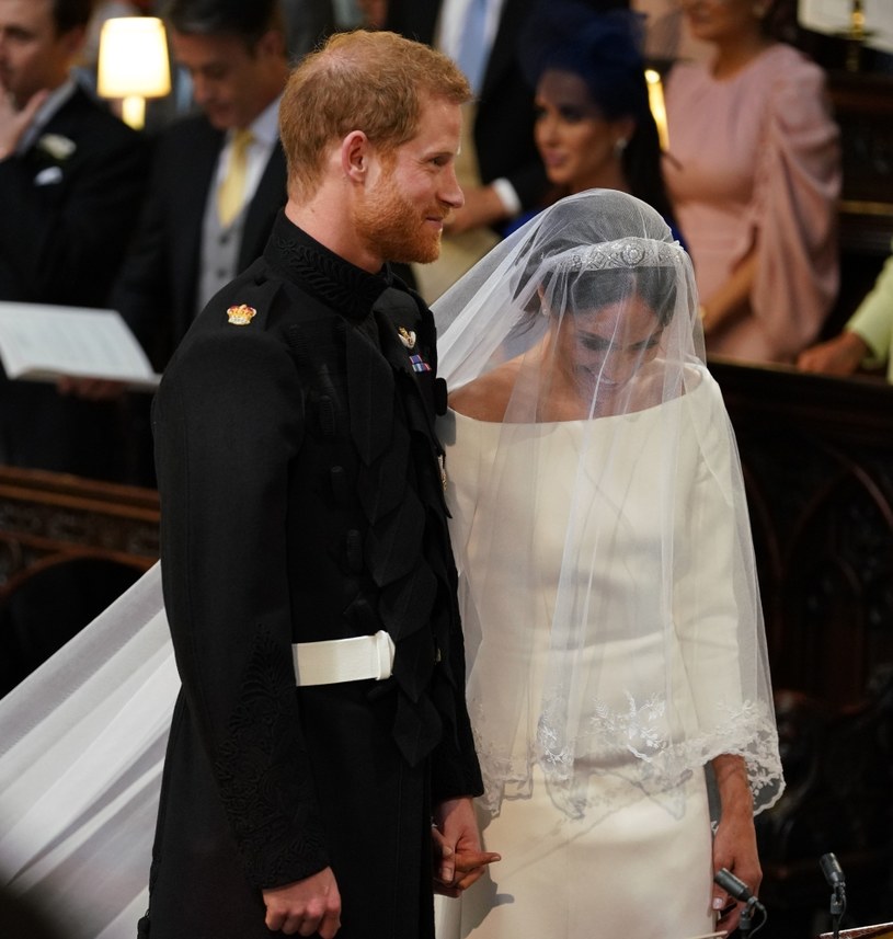 Książę Harry i Meghan Markle podczas ceremonii ślubnej /WPA Pool /Getty Images