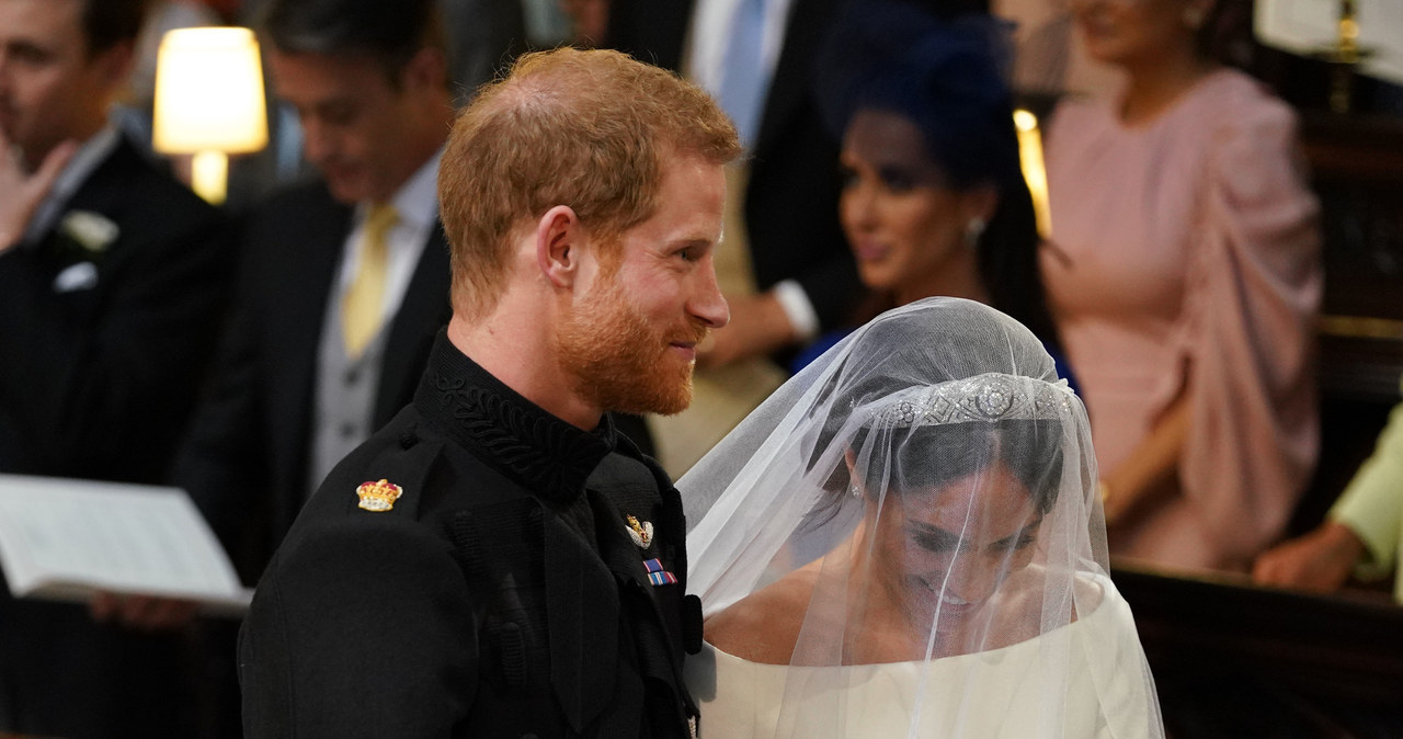 Książę Harry i Meghan Markle podczas ceremonii ślubnej /WPA Pool /Getty Images