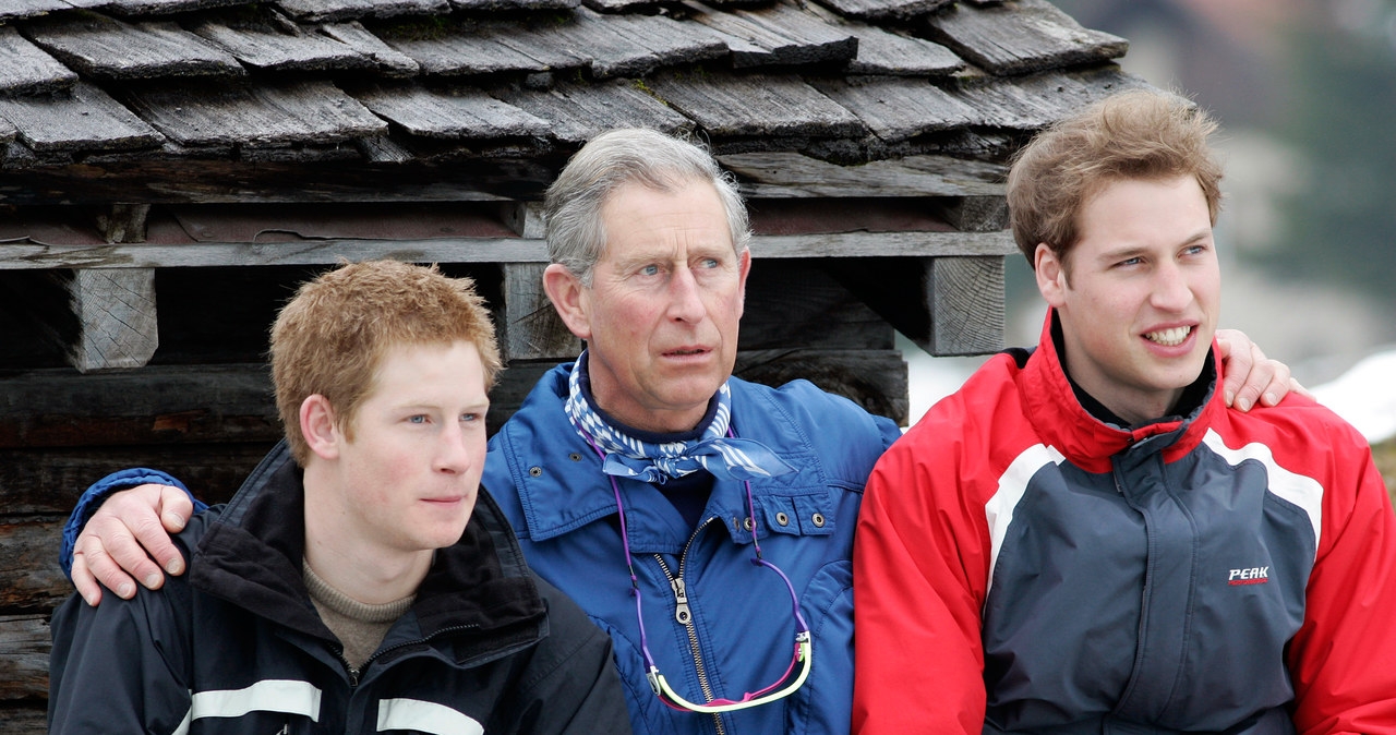 Książę Harry, król Karol III i książę William w 2005 roku /Getty Images