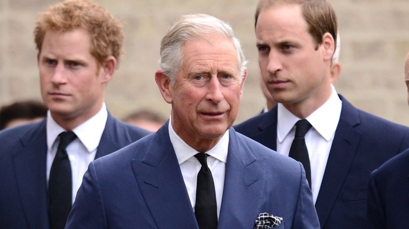 Książę Harry, król Karol III i książę William /Karwai Tang/WireImage /Getty Images