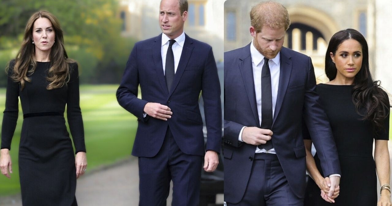 Książę William i księżna Kate, książę Harry i Meghan Markle /Pool Getty Images/Associated Press/East News /East News