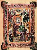 Księga z Kells, Maria z Dzieciątkiem i aniołami, VIII w. /Encyklopedia Internautica