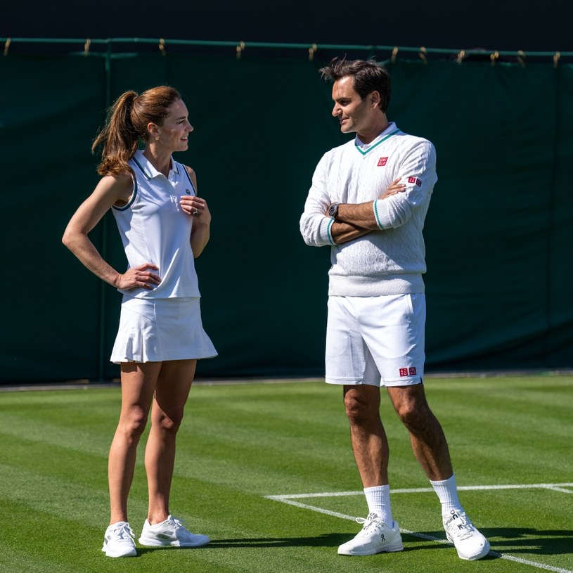 Księżna Kate i Roger Federer na kortach Wimbledonu /Handout / Handout /Getty Images