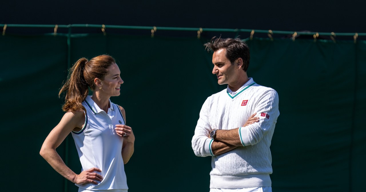 Księżna Kate i Roger Federer na kortach Wimbledonu /Handout / Handout /Getty Images