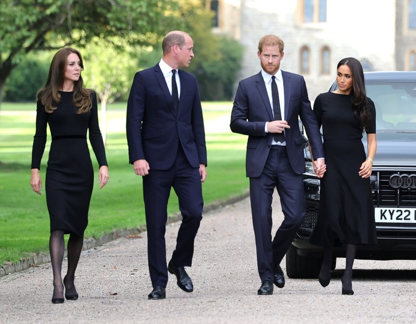 Księżna Kate, książę William i Harry z Meghan /Pool / Pool /Getty Images