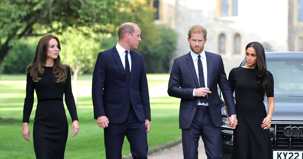 Księżna Kate, książę William i Harry z Meghan /Pool / Pool /Getty Images