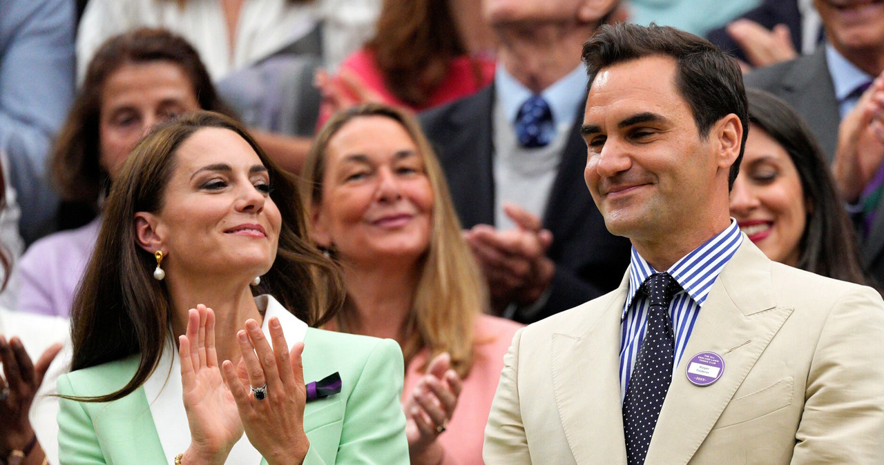 Księżna Kate na Wimbledonie w towarzystwie tenisisty Rogera Federera /Rex Features /East News