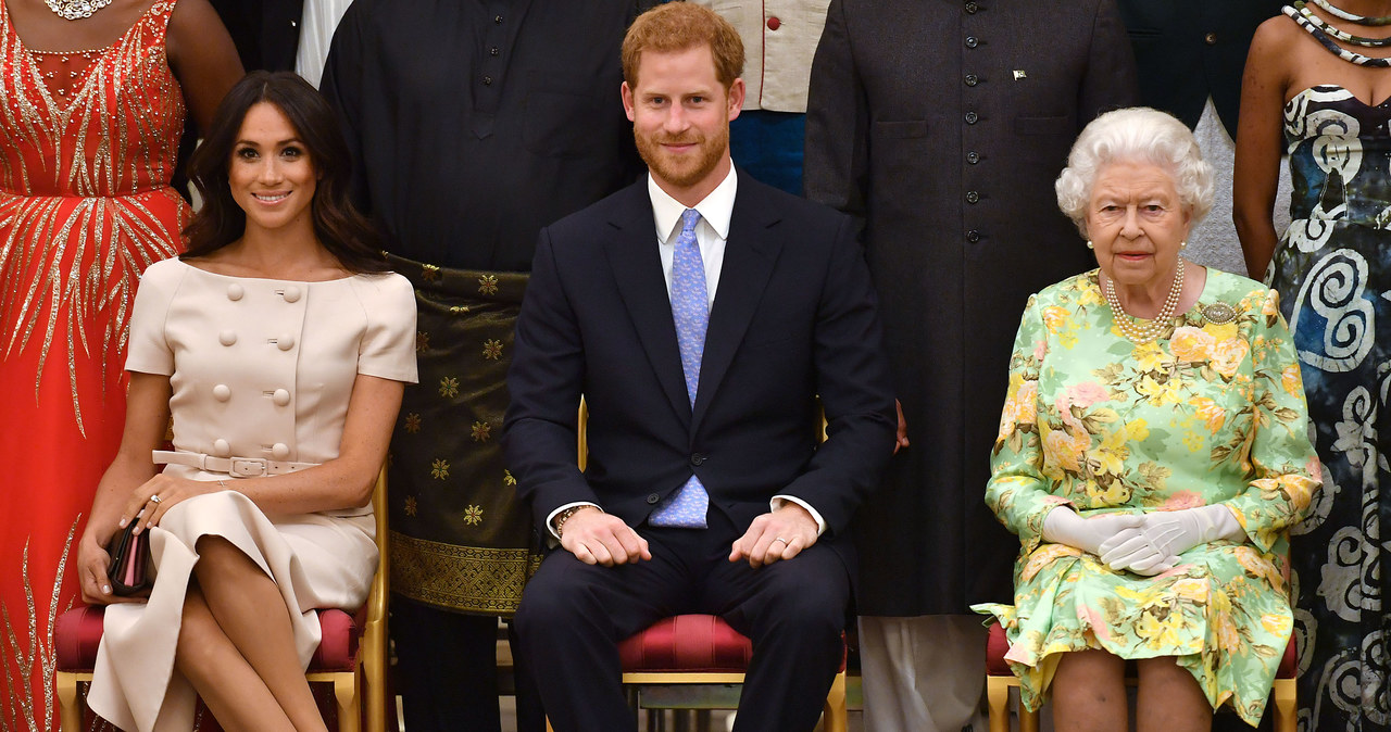 księżna Meghan, książę Harry i królowa Elżbieta II /WPA Pool /Getty Images