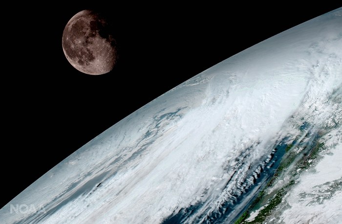 Księżyc wyglądajacy zza Ziemi GOES-16 fotografuje dla celów kalibracyjnych /NOAA/NASA /materiały prasowe
