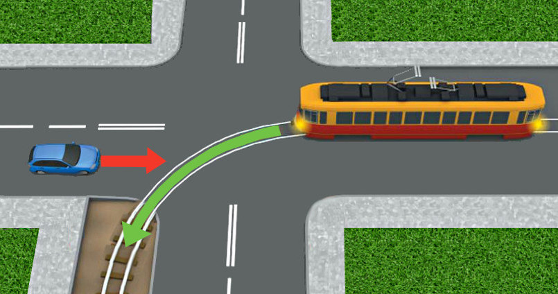 Kto ma pierwszeństwo - skręcający tramwaj czy jadący prosto samochód? /Interia.pl /Informacja prasowa