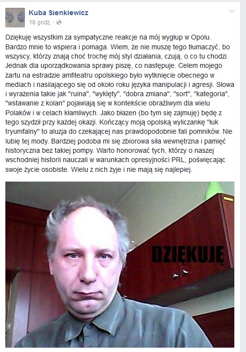 Kuba Sienkiewicz na Facebooku /oficjalna strona wykonawcy