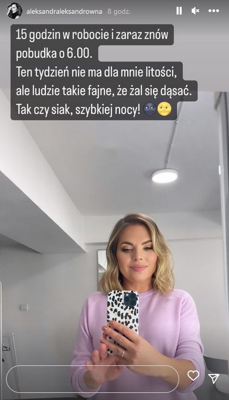 Kwaśniewska o swojej pracy. Nie próżnuje! /www.instagram.com/aleksandraleksandrowna /Instagram