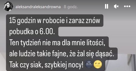 Kwaśniewska o swojej pracy. Nie próżnuje! /www.instagram.com/aleksandraleksandrowna /Instagram