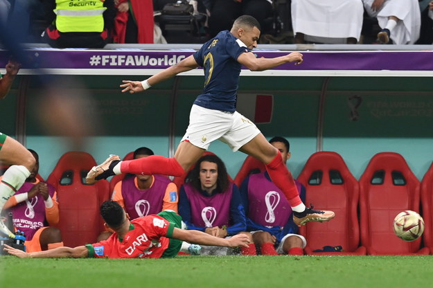 Kylian Mbappe podczas meczu z Marokiem /GEORGI LICOVSKI /PAP/EPA