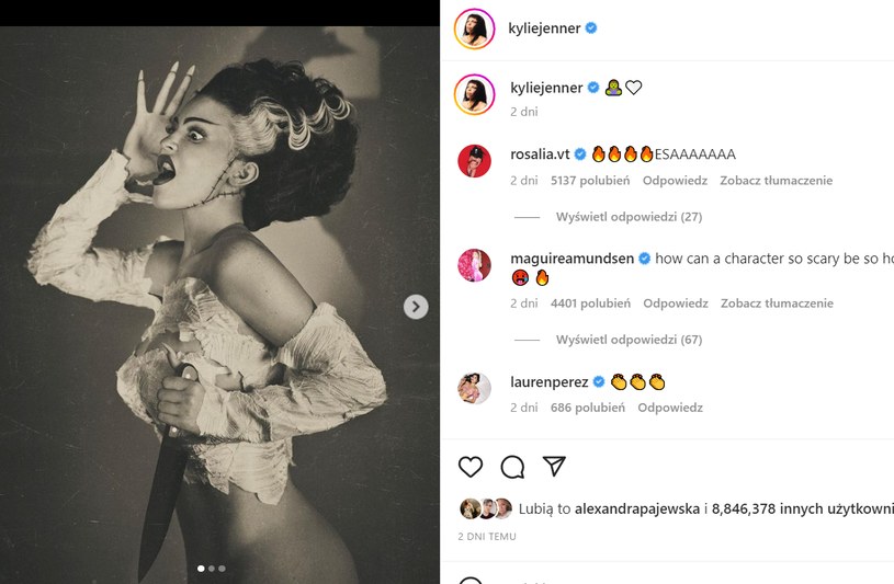 Kylie Jenner na Halloween 2022 jako żona Frankensteina /Instagram