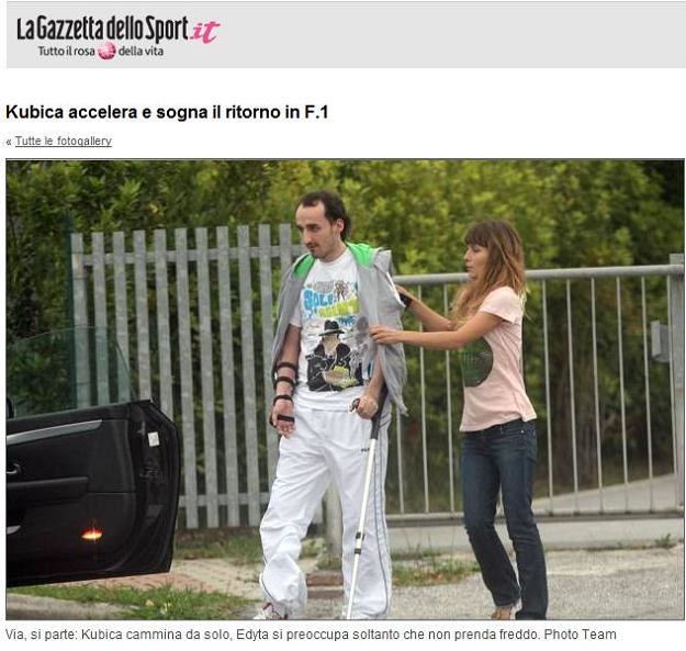 La Gazetta dello Sport publikuje pierwsze zdjęcia Roberta Kubicy po wypadku /Informacja prasowa