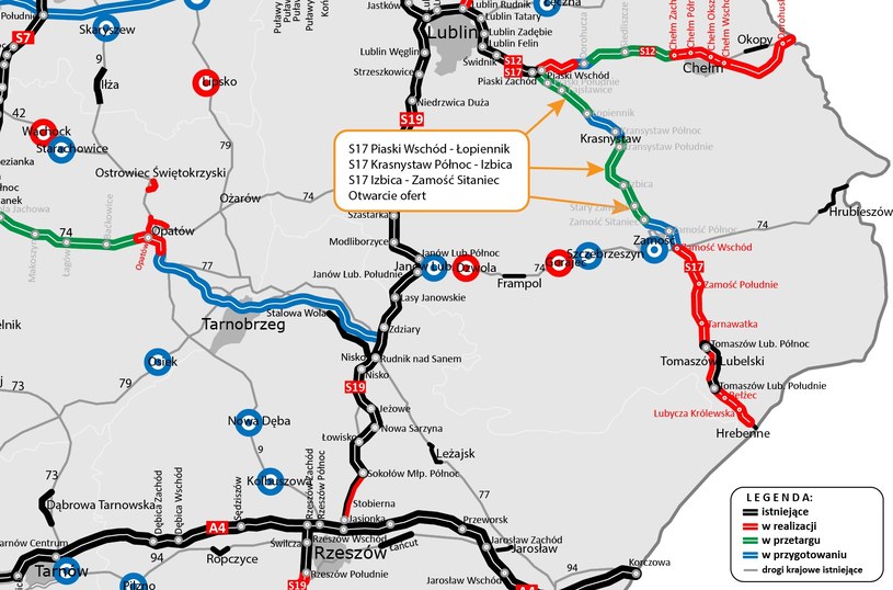 Łączna długość trzech odcinków wynosi 45 km. /GDDKiA