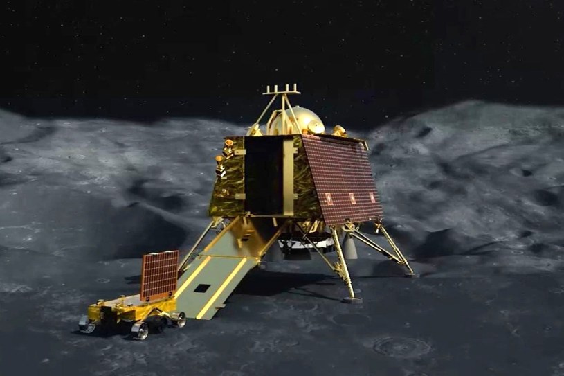Lądownik Chandrayaan-3 i łazik Pragyan na Księżycu /ISRO  /materiały prasowe