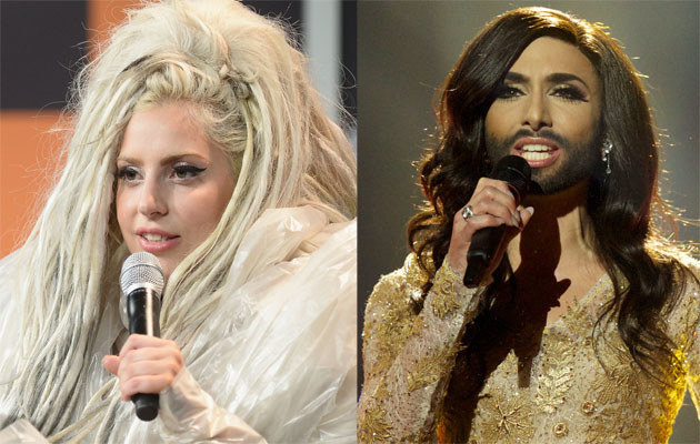 Lady Gaga, Conchita Wurst /Michael Loccisano, Ragnar Singsaas /Getty Images