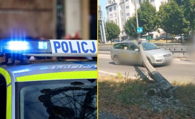 Latarnia spadła wprost na samochód. Groźny wypadek