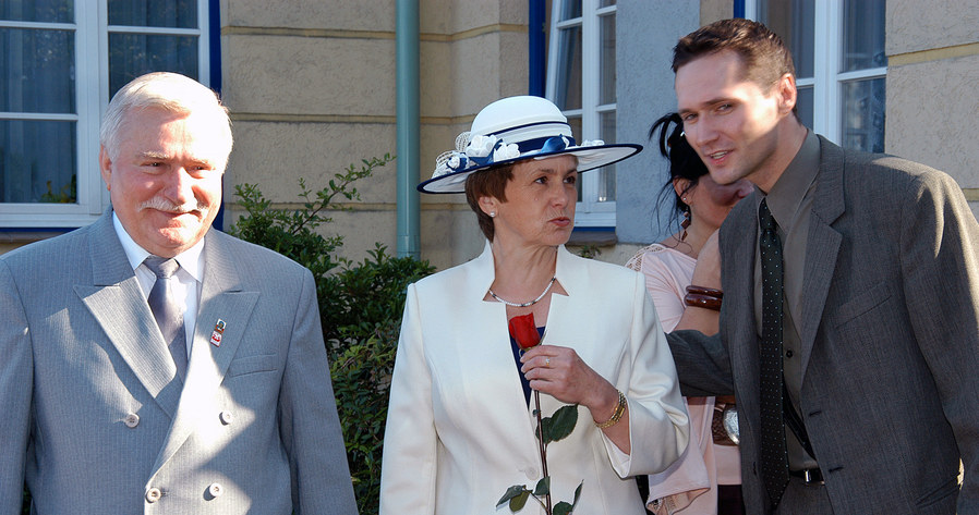 Lech, Danuta i Jarosław Wałęsowie /Niemiec /AKPA