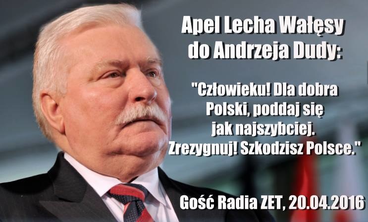 Lech Wałęsa zaapelował do Andrzeja Dudy /