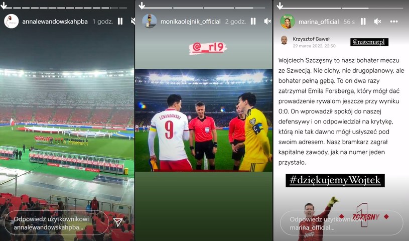 Lewandowska, Olejnik i Marina ekscytowały się meczem /Instagram