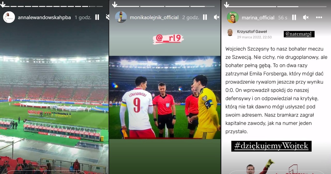 Lewandowska, Olejnik i Marina ekscytowały się meczem /Instagram